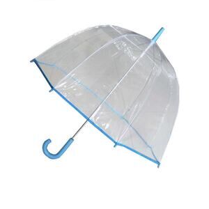 CLEAR SEE THROUGH BUBBLE DOME UMBRELLA BLUE COLOR TRIMMED  FULL SIZE